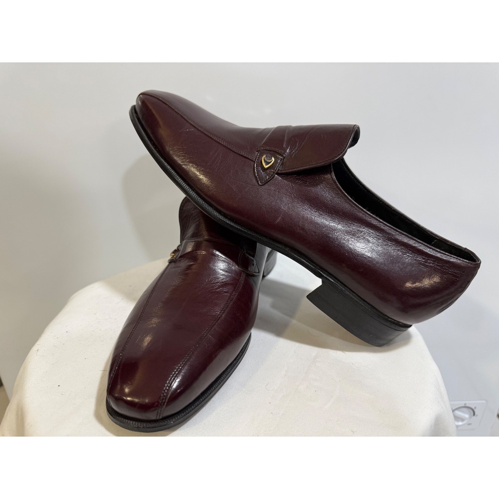 Vintage Florsheim Royal Imperial Burgundy Leather Slip On Loafer 8.5D 2F3156 USA